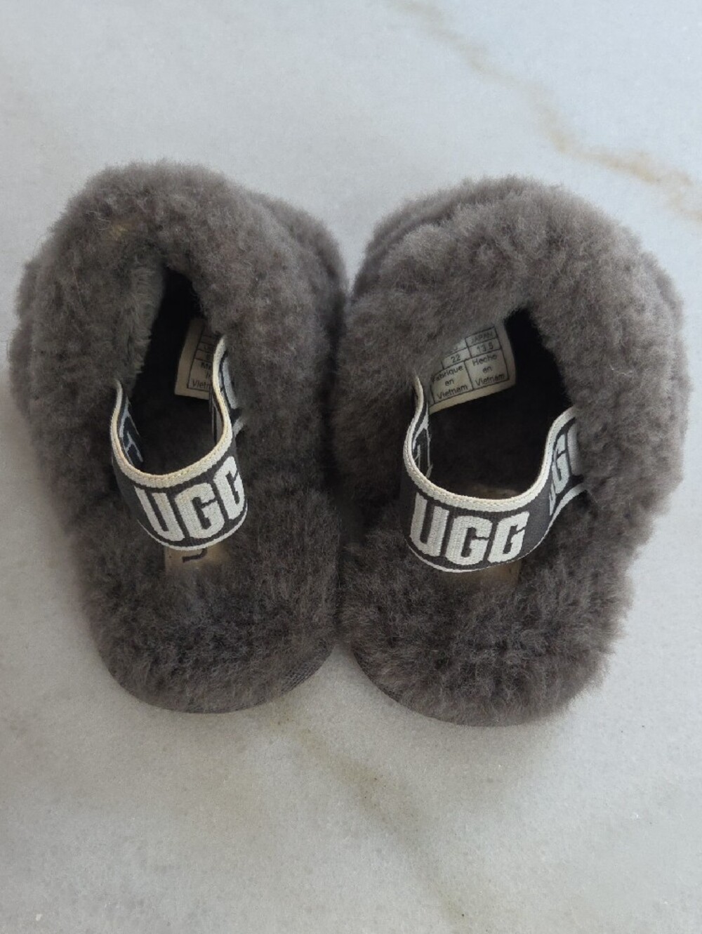 UGG Gray Shearling Slide Sandals Size 6 - Picture 3 of 8